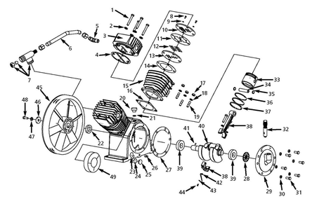 Pump Parts Diagram and Parts List for DP581000AJ  Campbell Hausfeld Compressor